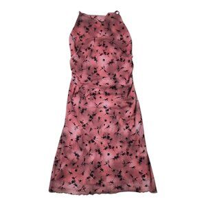 Y2K Fairycore Floral Halter Dress XL Wild Fable Midi Ruched Dark Fairy